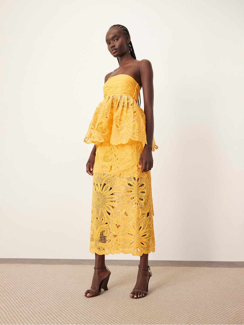 ARRANGE floral cornelli column midi skirt in mandarin - part of a set